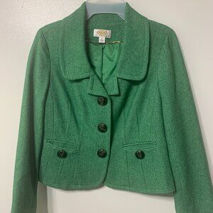 Talbots Green Wool Blend Blazer 4P Petite